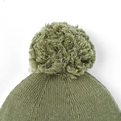 Knit Baby Pom Beanie in Sage Green