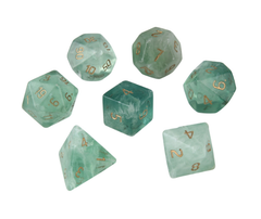 Natural Green Fluorite DND Dice Set (7 Pieces)