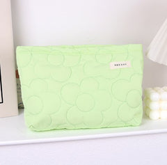 Quilted Makeup Bag with Floral Design for Travel and Daily Use
