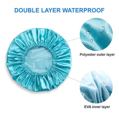Silk Satin Double Layer Shower Cap for Hair Care