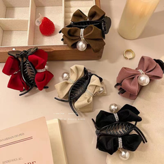 Elegant Korean Bow Pearl Hair Clip for Women