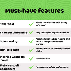 BubbleBum Teleport Backless Booster Car Seat, Kids Booster Seat for Car 40-100 lbs, Telescopic Portable Carseat, Ideal for Everyday Use and Foldable for Travel, - Black✔️