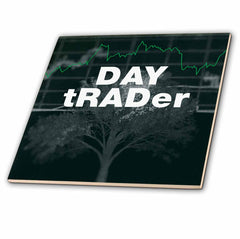 3dRose Kike Calvo Investing and Trading Collection - Grey Day Trader with Growing Tree and Graphic - Tiles (ct_325163)