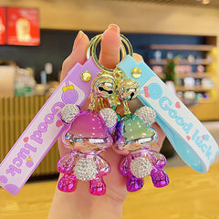 Electroplated Diamond Bear Keychain Hanging Ornament