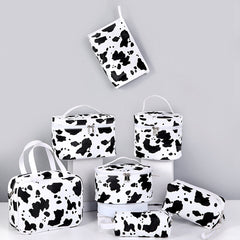 Cow Print PU Makeup Bag - Women's Travel Organizer