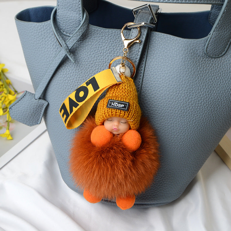 Cute Furry Plush Doll Keychain for Gift Decoration