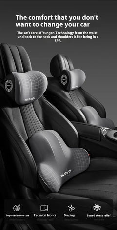 Universal Memory Foam Car Seat Cushion & Headrest Pillow