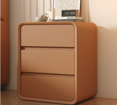 Modern Minimalist Wooden Nightstand in Cream White