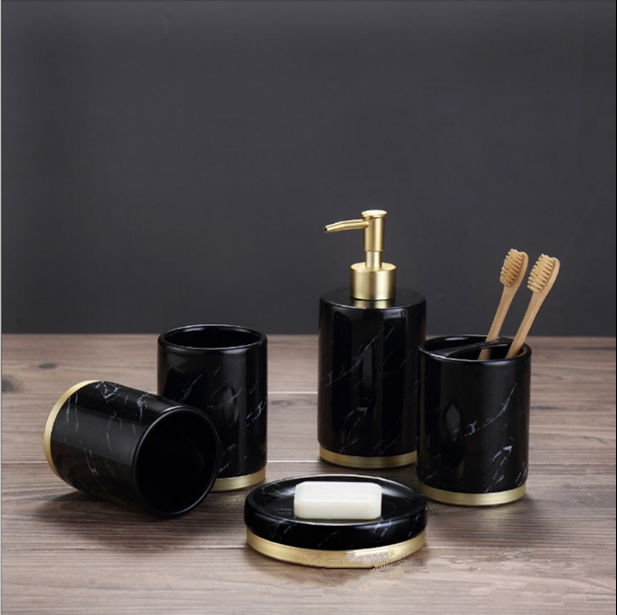 High-End Ceramic Bathroom Accessory Set (5 Pieces)