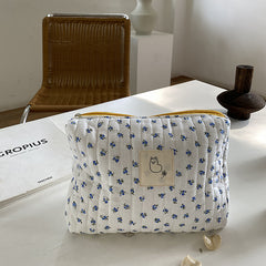 Korean Quilted Makeup Bag for Women - Cosmetic Pouch