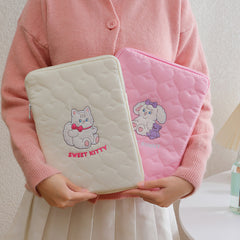 Korean Style Quilted Cat Tablet Sleeve for 11" iPad