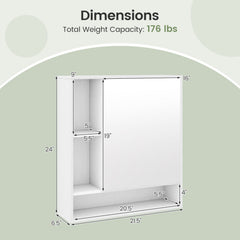Wall Mounted Bathroom Cabinet with Mirror Single Door