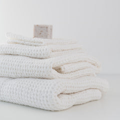 Linen Tales White Linen & Cotton Honeycomb Waffle Towel
