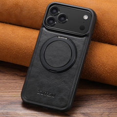 Magnetic Leather Phone Case with Ring Stand