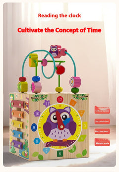 Wooden Multifunctional Puzzle Beads Treasure Box for Kids