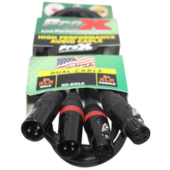 ProX XC-DXLR03 - 3' Ft High Performance Dual XLR-M to Dual XLR-F Audio Cable