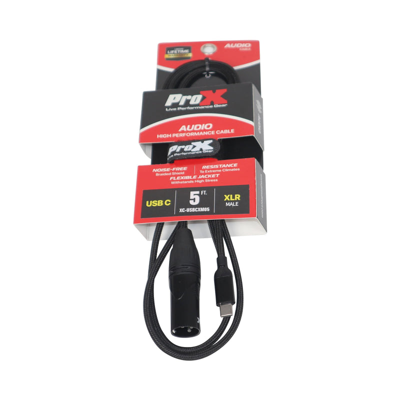 ProX XC-USBCXM05 - 5FT USB-C to XLR Male Audio Cable – Smartphone and Laptop to Mixer, Amplifier, Powered Speaker and Console Interface