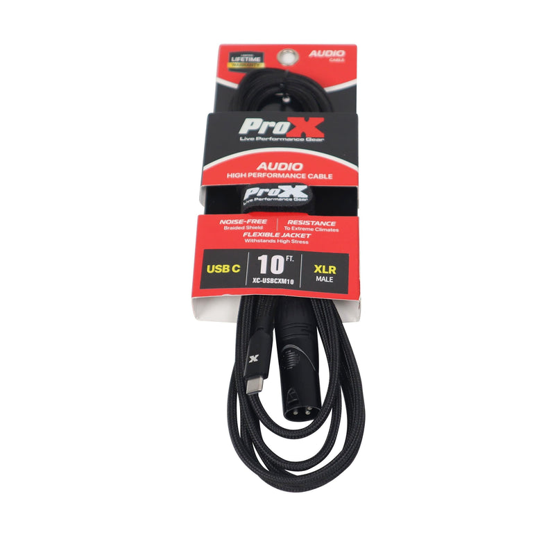 ProX XC-USBCXM10 - 10FT USB-C to XLR Male Audio Cable – Smartphone and Laptop to Mixer, Amplifier, Powered Speaker and Console Interface