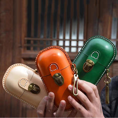 Genuine Leather Vintage Eyewear Storage Case with Hook