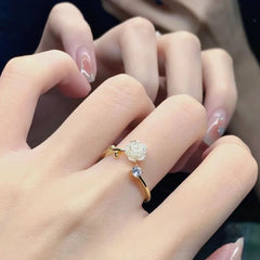 Adjustable Camellia Flower Open Ring Jewelry Accessory