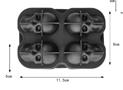 Halloween Skull Ice Tray with Silicone Mold (Single Piece)