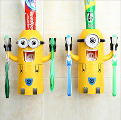 Minions Toothbrush Holder and Toothpaste Dispenser Set