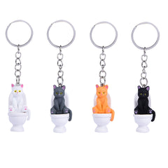 Creative Cartoon Cat Toilet Keychain DIY Accessories