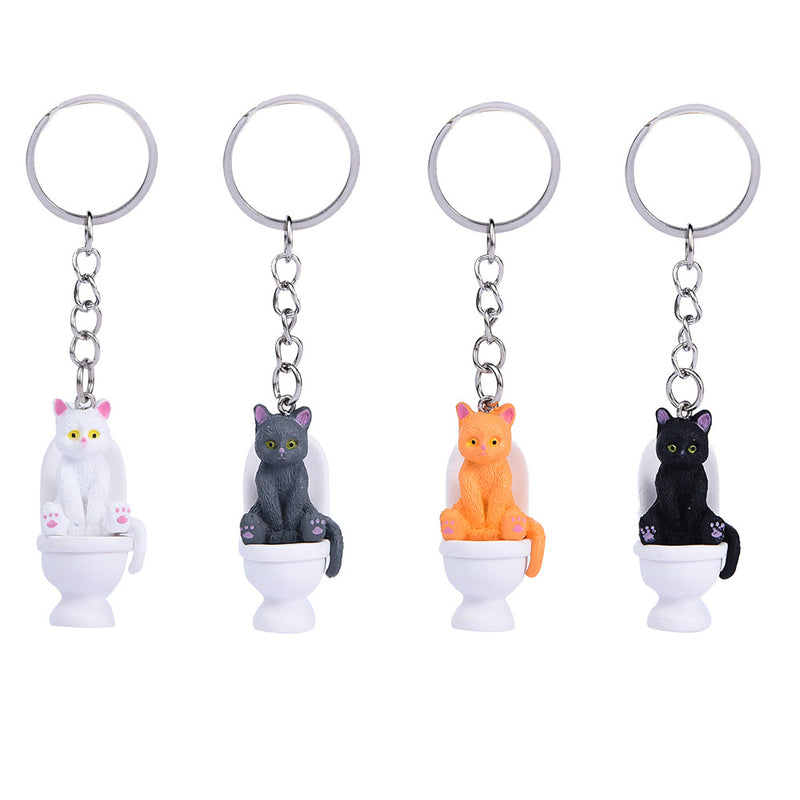 Creative Cartoon Cat Toilet Keychain DIY Accessories