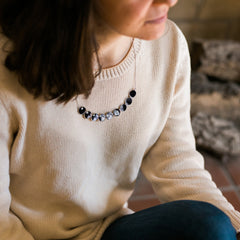 Curved Moon Phase Necklace in Silver