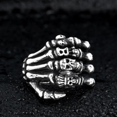 Beier Creative Punk Hand Bone Titanium Steel Ring