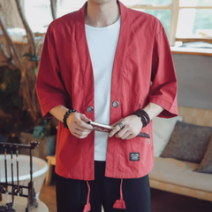 Three-Quarter Sleeve Cardigan in Chinese Tang Style