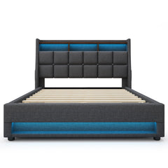 Upholstered Platform Bed With A Hydraulic Storage System, LED And USB Charging (Without Mattress)