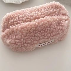 Large Capacity Plush Makeup Organizer Bag with Zipper