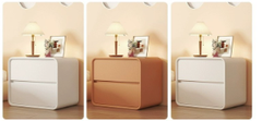 Modern Minimalist Wooden Nightstand in Cream White