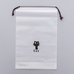 Cartoon Black Cat Drawstring Storage Bag