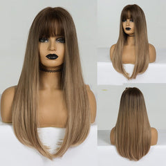 Brown Grey Long Wig