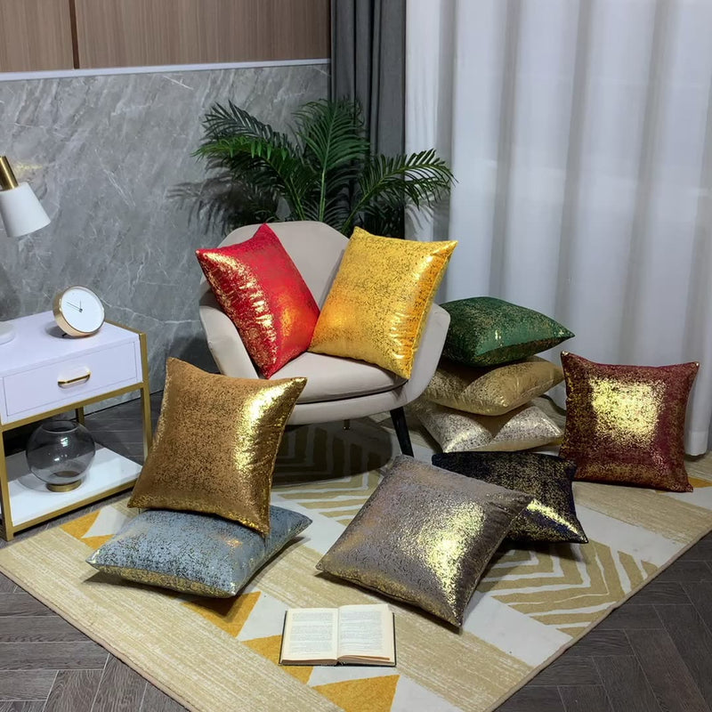 Rich Velvet Pillowcase with Gold Snowflake Design