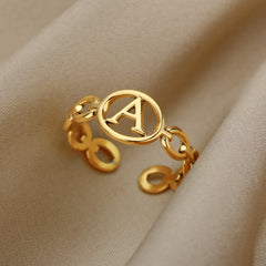 26 English Letters Adjustable Hip Hop Retro Ring