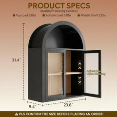 Arched Wall Mounted Medicine Cabinets with Tempered Glass Doors,Bathroom Cabinet with Adjustable Shelf for Kitchen,Living Room