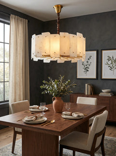 Alabaster Lorry Round Copper Chandelier