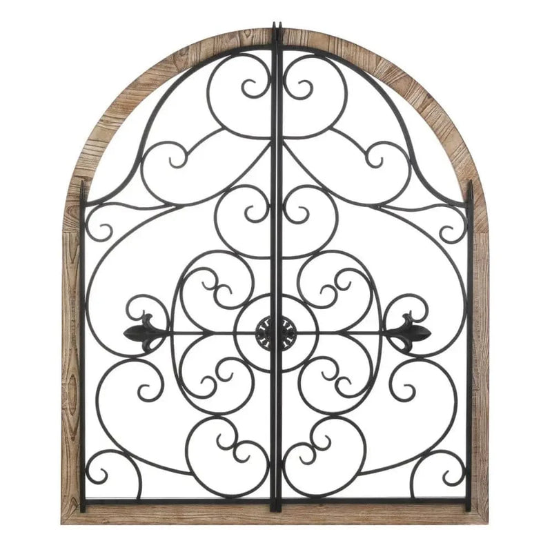 Arched Wood and Iron Wall Decor