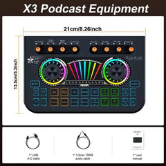 Audio Mixer, Live Sound Card And Audio Interface With DJ Mixer Effects And Voice Changer