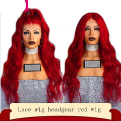 Chemical Fiber Red Lace Wig Long Curly Hair