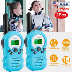 Kid Walkie Talkies 22 Channels 2 Way Radio Gift Toy Backlit LCD 3KMs Range Walky Talky Adventures Camping Hiking