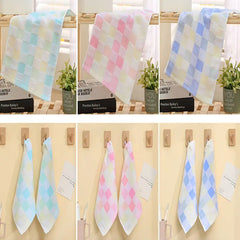 Color Grid Cotton Hand Towel - Super Soft Gauze (1PC)