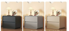 Modern Minimalist Wooden Nightstand in Cream White