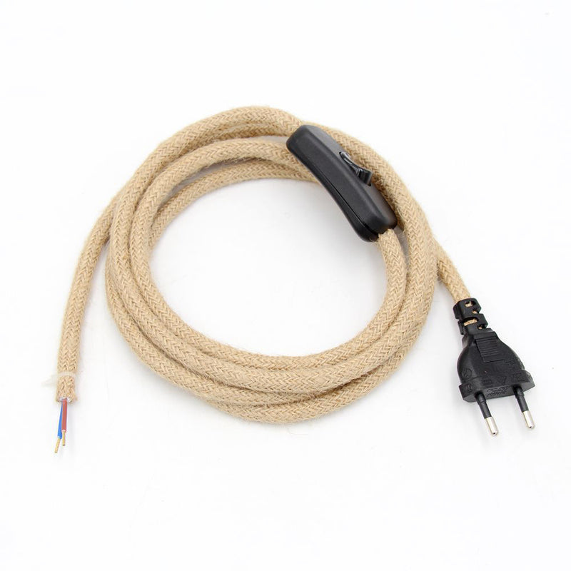European-Style Two-Round Plug with Adjustable Vintage Cord