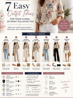 Women's Floral 3D Print Pullover Top – Loose Fit Elegant Casual S to 3XL