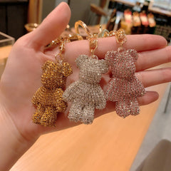 Creative Rhinestone Bear Keychain for Women
