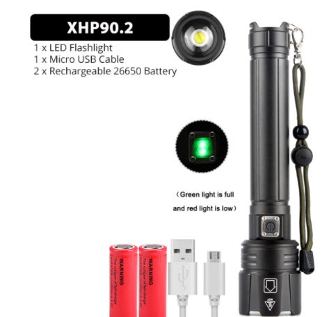 Rechargeable USB Flashlight with Power Display